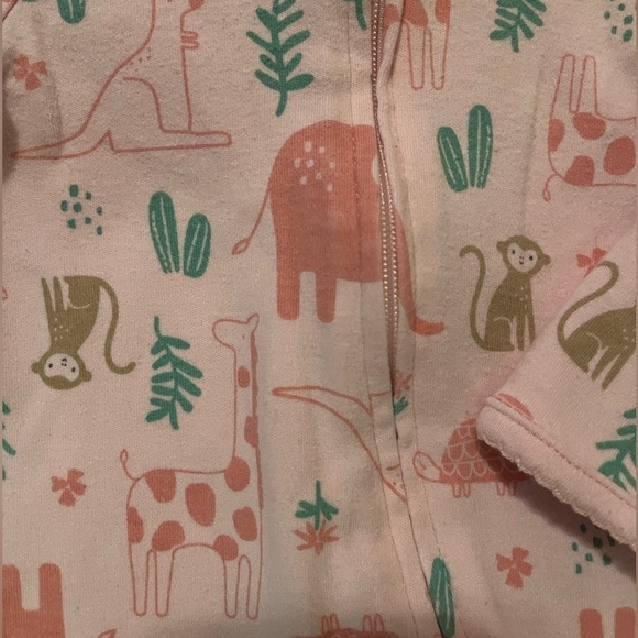 Carter’s: Just One You | pink zoo animal footed pajamas | baby girl 3mo - Picture 3 of 5